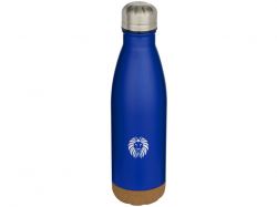 Бутылка для воды Cove из нержавеющей стали с двойными стенками и вакуумной изоляцией, объемом 500 мл, с пробковыми деталями - Ярко-синий