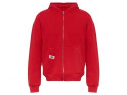 Толстовка оверсайз с капюшоном на молнии «Monaco», красный, лейбл, бренд тайп и термотрансфер