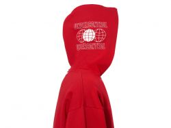 Толстовка оверсайз с капюшоном на молнии «Monaco», красный, лейбл, бренд тайп и термотрансфер