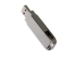 USB-флешка на 32 Гб поворотный механизм 2 в 1, c дополнительным разъемом Type-C с одноцветным металлическим клипом, серебристый