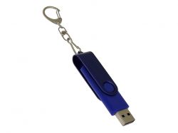 USB-флешка на 32 Гб 2 в 1 поворотный механизм, c дополнительным разъемом Type-C с одноцветным металлическим клипом, синий