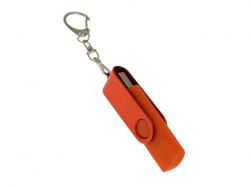 USB-флешка на 64 Гб 2 в 1 поворотный механизм, c дополнительным разъемом Type-C с одноцветным металлическим клипом, оранжевый