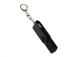 USB-флешка на 32 Гб 2 в 1 поворотный механизм, c дополнительным разъемом Type-C с одноцветным металлическим клипом, черный