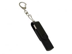 USB-флешка на 32 Гб 2 в 1 поворотный механизм, c дополнительным разъемом Type-C с одноцветным металлическим клипом, черный