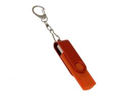 USB-флешка на 64 Гб 2 в 1 поворотный механизм, c дополнительным разъемом Type-C с одноцветным металлическим клипом, оранжевый