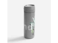 Термостакан X1 с цветной кнопкой, серый с синим