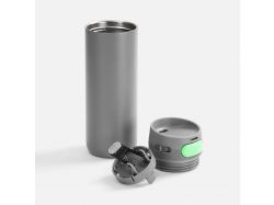 Термостакан X1 с цветной кнопкой, серый с зеленым