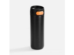 Термостакан X1 с цветной кнопкой, черный с оранжевым