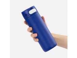 Термостакан X1 с цветной кнопкой, синий с белым