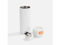 Термостакан X1 с цветной кнопкой, белый с оранжевым