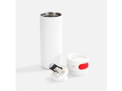 Термостакан X1 с цветной кнопкой, белый с красным