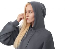 Толстовка с капюшоном оверсайз «Lisbon» унисекс, темно-серый