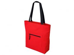 Сумка на молнии Zipper  Neo из хлопка 280 г c карманом на молнии спереди, красный