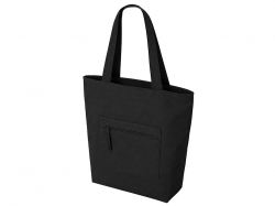 Сумка на молнии Zipper  Neo из хлопка 280 г c карманом на молнии спереди, черный