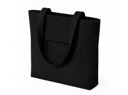 Сумка на молнии Zipper  Neo из хлопка 280 г c карманом на молнии спереди, черный