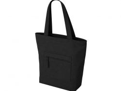 Сумка на молнии Zipper  Neo из хлопка 280 г c карманом на молнии спереди, черный