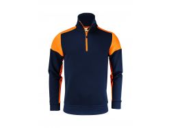 Prime Halfzip Sweater (navy/neon orange)