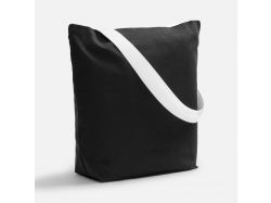 Шопер B5, черный с широкими белыми ручками