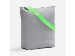 Шопер B5, серый с широкими зелеными ручками