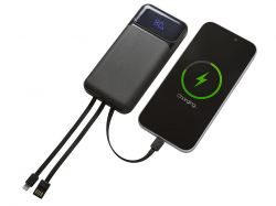 Подарочный набор "Tesla" с блокнотом А5, ручкой и пауэрбенком на 10 000 mAh, черный