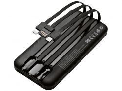 Подарочный набор "Tesla" с блокнотом А5, ручкой и пауэрбенком на 10 000 mAh, черный