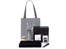 Подарочный набор «Re:f. Walk» с палантином, шоппером и термосом, черный