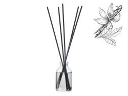 Диффузор с ароматом "Табак и ваниль", 30мл, стекло, пробка, палочки 5 шт., мешочек из органзы черный