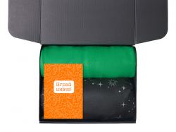 Подарочный набор с пледом, свечой и диффузором, зеленый