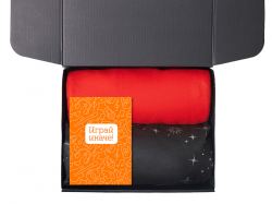 Подарочный набор с пледом, свечой и диффузором, красный