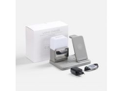 Зарядная станция с электронными часами и подсветкой Large Charge ver.3, серая