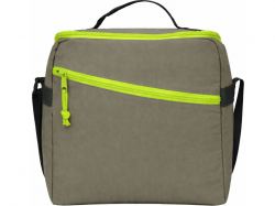 Изотермическая сумка-холодильник "Neo Classic" c контрастной молнией, серый/зеленое яблоко