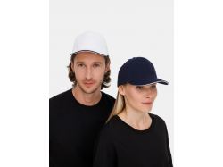Бейсболка Classic 2.0, белая с темно-синим кантом