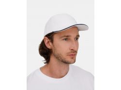 Бейсболка Classic 2.0, белая с темно-синим кантом