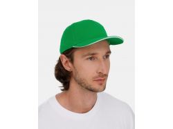 Бейсболка Classic 2.0, ярко-зеленая с белым кантом