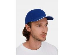 Бейсболка Classic 2.0, ярко-синяя с белым кантом