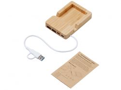 USB хаб «Memo», 2*USB, 2*Type C, бамбук
