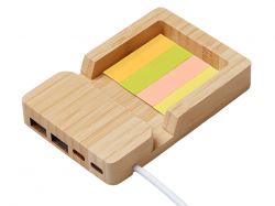 USB хаб «Memo», 2*USB, 2*Type C, бамбук