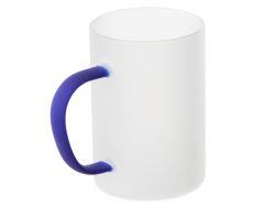 Стеклянная матовая кружка "Акцент" с цветной ручкой для сублимации, синий