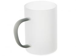 Стеклянная матовая кружка "Акцент" с цветной ручкой для сублимации, черный