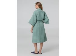 Халат вафельный женский Boho Kimono, зеленая мята