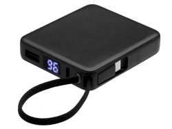 Внешний аккумулятор со встроенным кабелем USB-C «Дэнси», 5000 мАч, черный