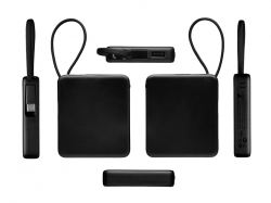 Внешний аккумулятор со встроенным кабелем USB-C «Дэнси», 5000 мАч, черный