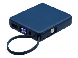 Внешний аккумулятор со встроенным кабелем USB-C «Дэнси», 5000 мАч, темно-синий