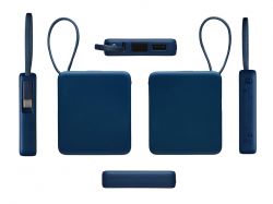 Внешний аккумулятор со встроенным кабелем USB-C «Дэнси», 5000 мАч, темно-синий