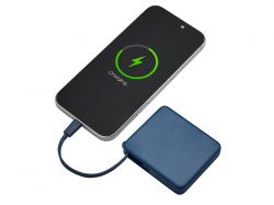 Внешний аккумулятор со встроенным кабелем USB-C «Дэнси», 5000 мАч, темно-синий