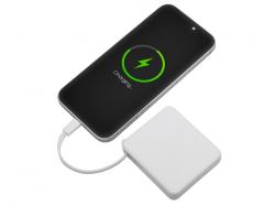 Внешний аккумулятор со встроенным кабелем USB-C «Дэнси», 5000 мАч, белый