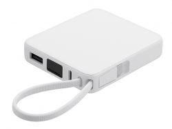 Внешний аккумулятор со встроенным кабелем USB-C «Дэнси», 5000 мАч, белый