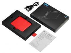 Внешний аккумулятор со встроенным кабелем USB-C «Дэнси», 5000 мАч, красный