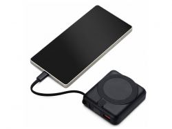 Магнитный беспроводной внешний аккумулятор c подсветкой лого «Энчант», 10000 мАч, черный