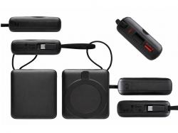 Магнитный беспроводной внешний аккумулятор c подсветкой лого «Энчант», 10000 мАч, черный